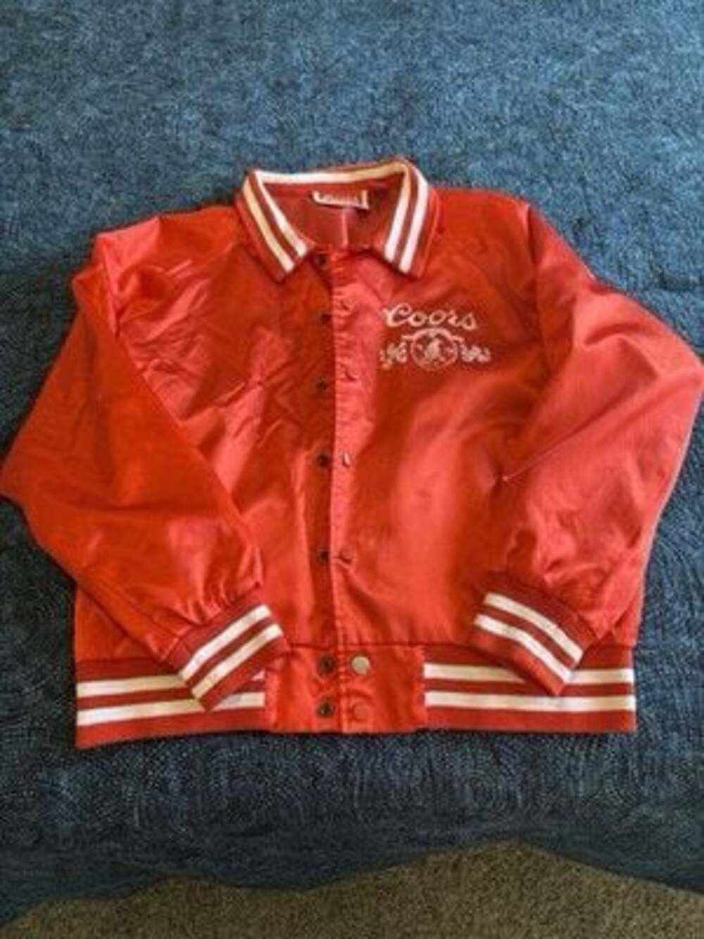 Rare VTG Coors Red & White Varsity Jacket Lined Snap Front